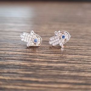 NEW 925 sterling silver pave style Hamsa Hand earrings by Thomas Sabo